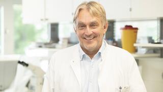 Prof Achim Hoerauf in his laboratory at the University Hospital Bonn